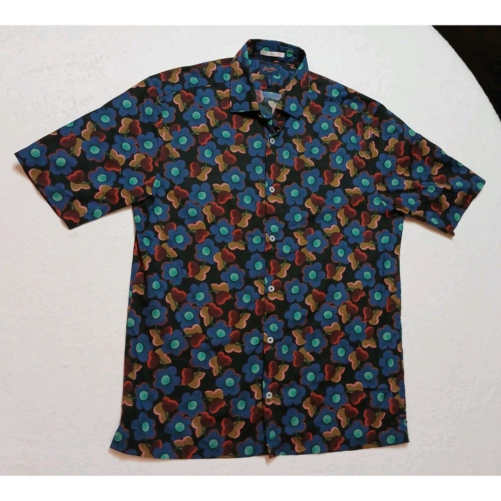 Good Man Brand Men S On-Point Retro Floral Short Sleeve Button Down Shirt